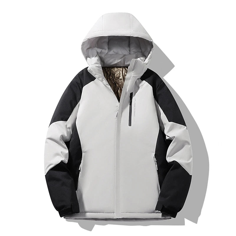 Autumn And Winter Outdoor Graphene Couple Style Lock-Iin And Warm Fashion Casual Simple Contrast Color Hooded Cotton Coat
