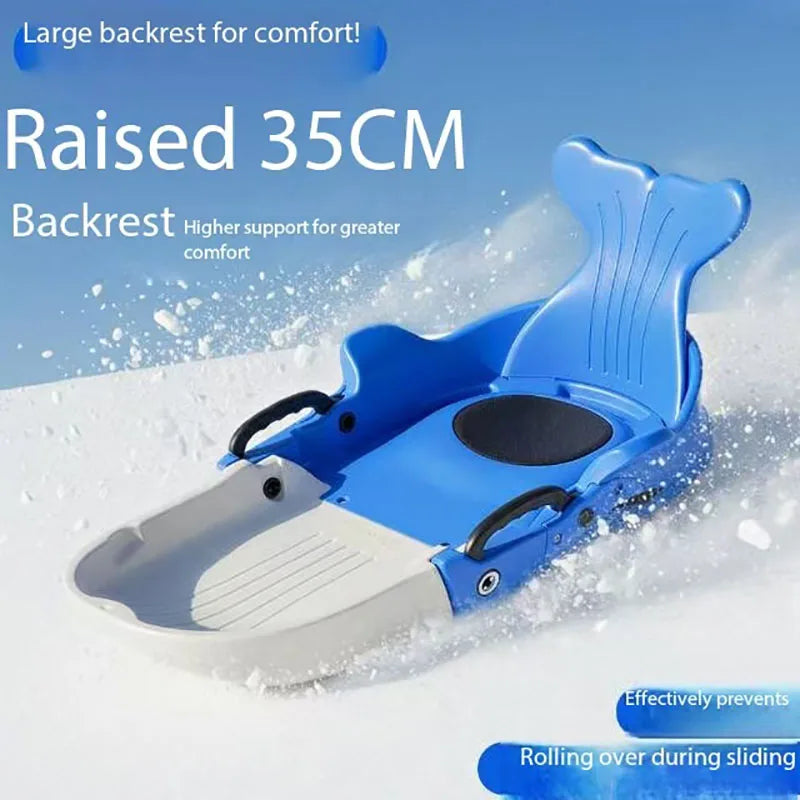 High back snowboard, children's thick and wear-resistant snow toboggan, snowboard, sled, outdoor skateboard, ice skates