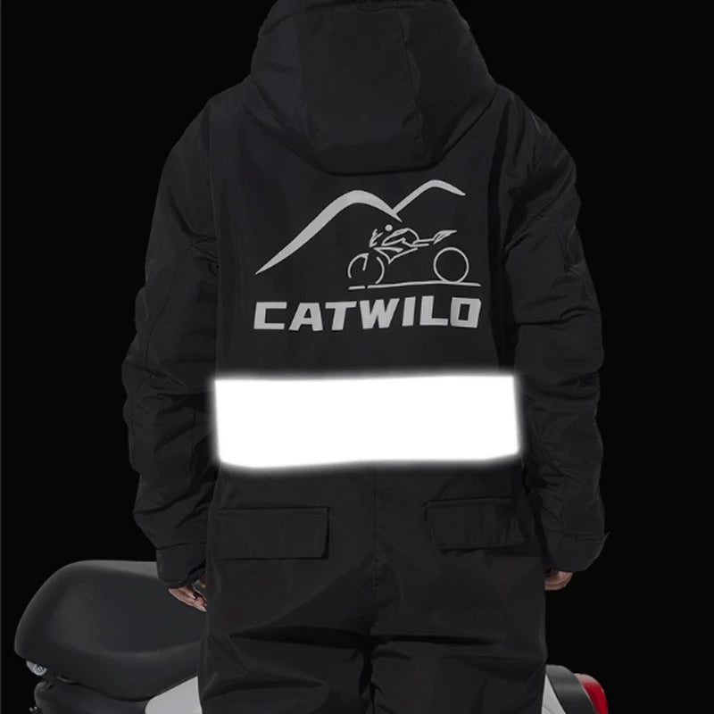 Motorcycle Riding Suit Windproof Plus Velvet Thickened Double-sided Waterproof Snowmobile Jacket Winter Warm Suit for Men Women