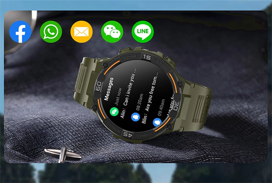 2026 New Military Outdoor Smart Watch GPS 1.52" Ultra HD Display Bluetooth Call Heart Rate IP69K Waterproof AI Smartwatch Men