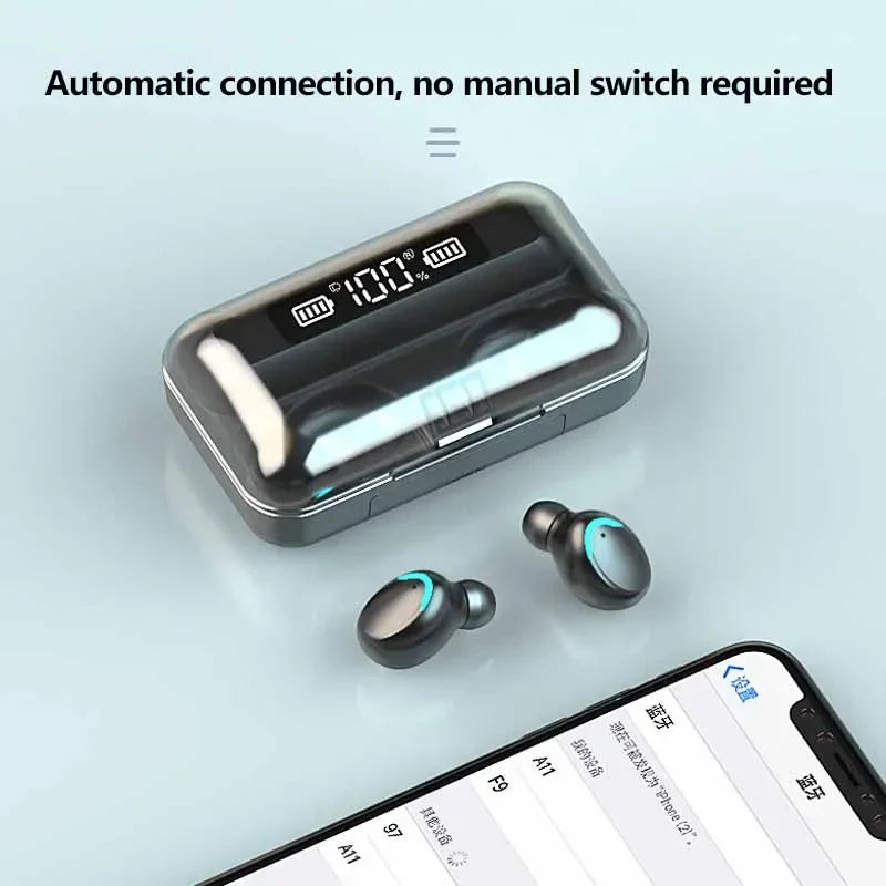 F9 TWS Bluetooth Wireless Headphones - Large-Capacity Charging Case & Digital Display, Long-Lasting Battery Game Earbuds