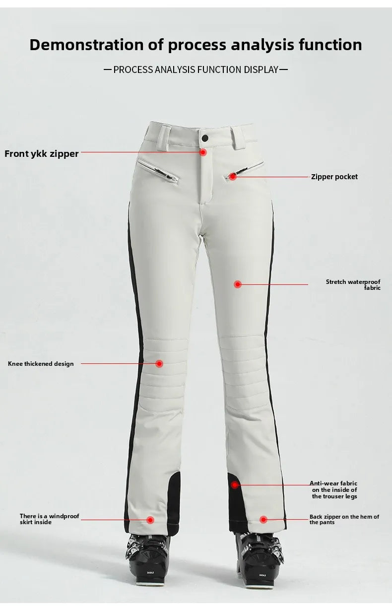 Winter ski pants women double board winter outdoor warm windproof waterproof elastic snow pants women