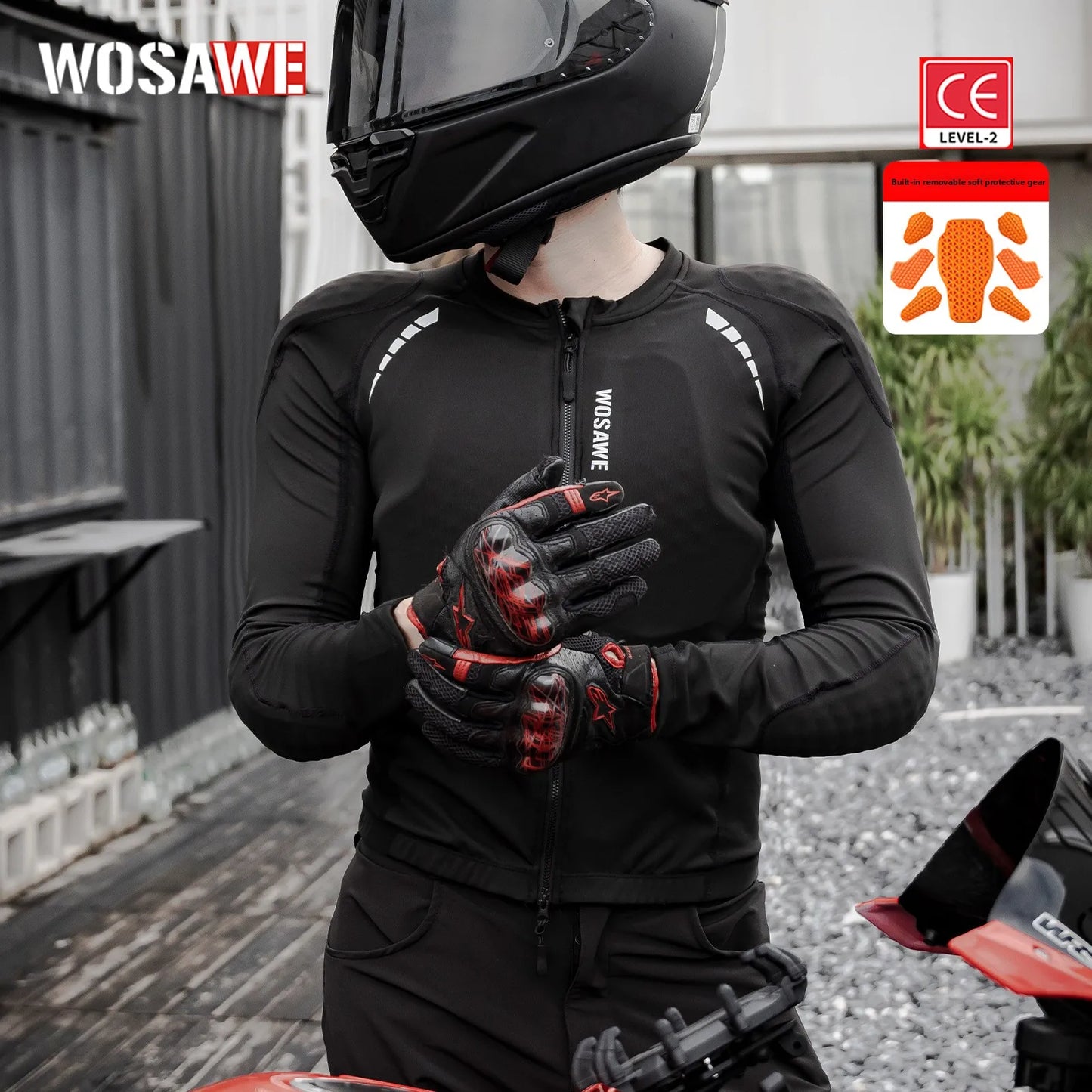 WOSAWE Motorcycle Jacket Men Women Full Body Armor Protection Jacket Motocross Racing Clothing Suit Moto Riding Protector Jacket