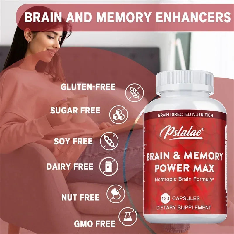 Brain & Memory Power MAX - Enhances Memory, Focus & Clarity Supports Cognitive Function Supplement