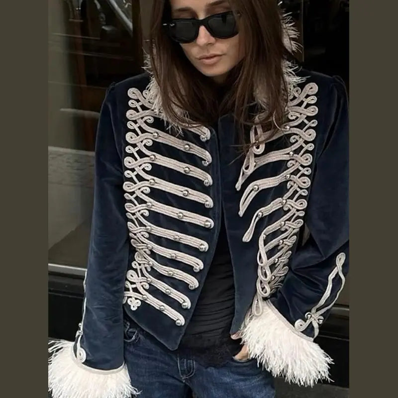 Chic Fur Patchwork Women's Jacket Full Sleeve Single-Breasted O-Neck Loose Lady Jackets 2026 Spring New Female Street Coats New