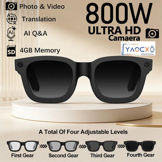 AI Smart Glasses 800W HD Camera 32 Million Interpolation Real-Time Translation AI Voice Assistant LED Flashlight  Music