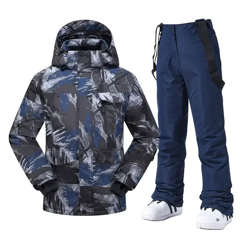 High Quality Men's Winter Waterproof Snowboard Jacket Pants Set Male Breathable Windbreak for Adults Ski Suits