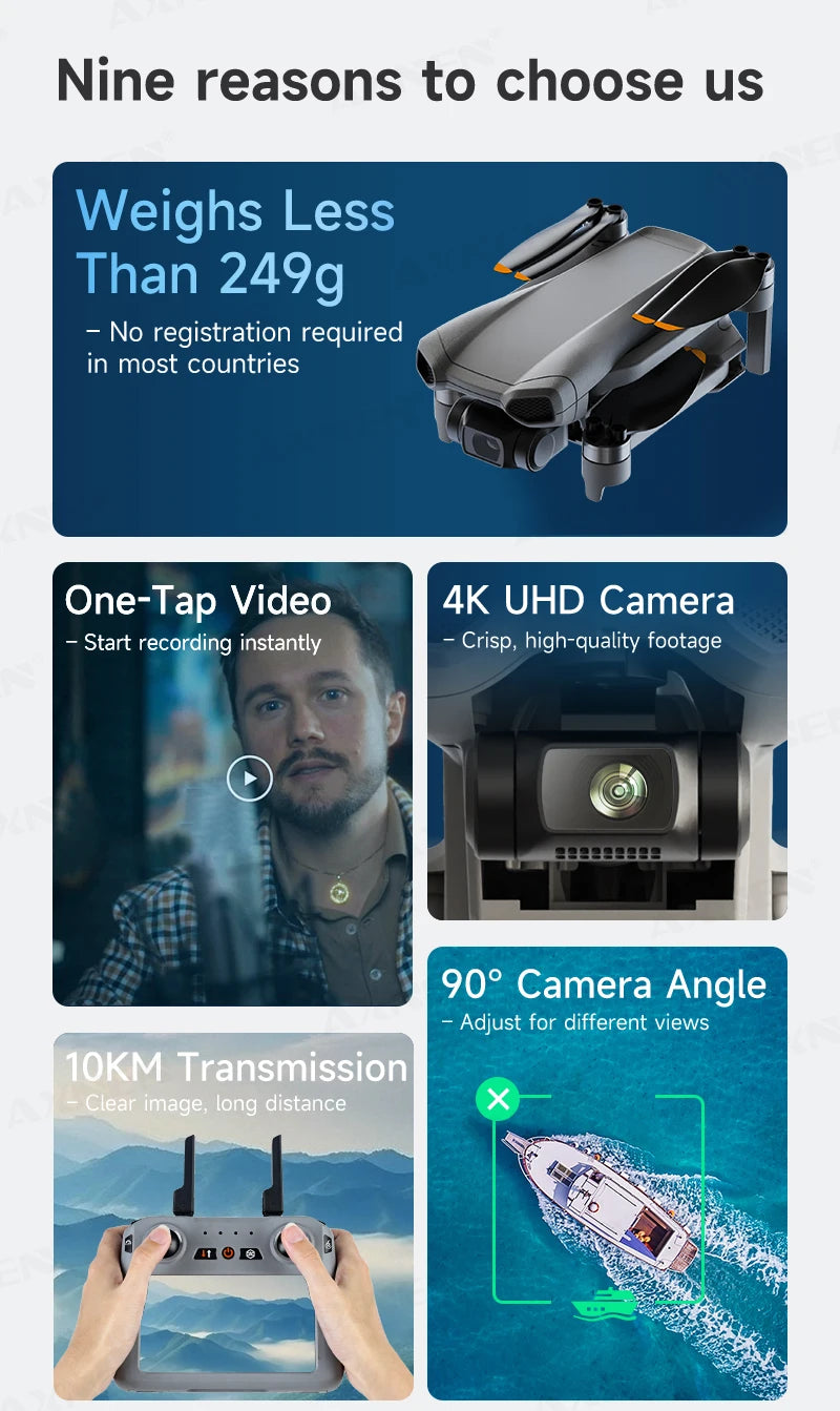XINLIN XiL 017 4K Camera Drone with 3-Axis Gimbal, 249g Foldable Quadcopter, 10KM HD Transmission, 35min Flight,GPS Smart Follow