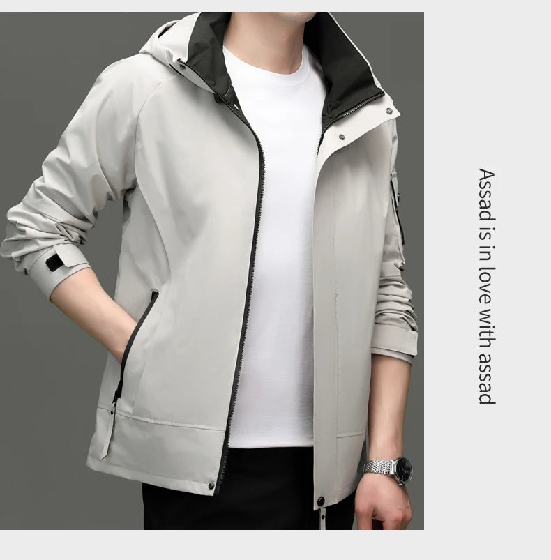Top Grade Waterproof Designer Men Outdoor Jacket Soft Shell Autumn Windbreaker Casual Sports Coats Detachable Cap Outwear