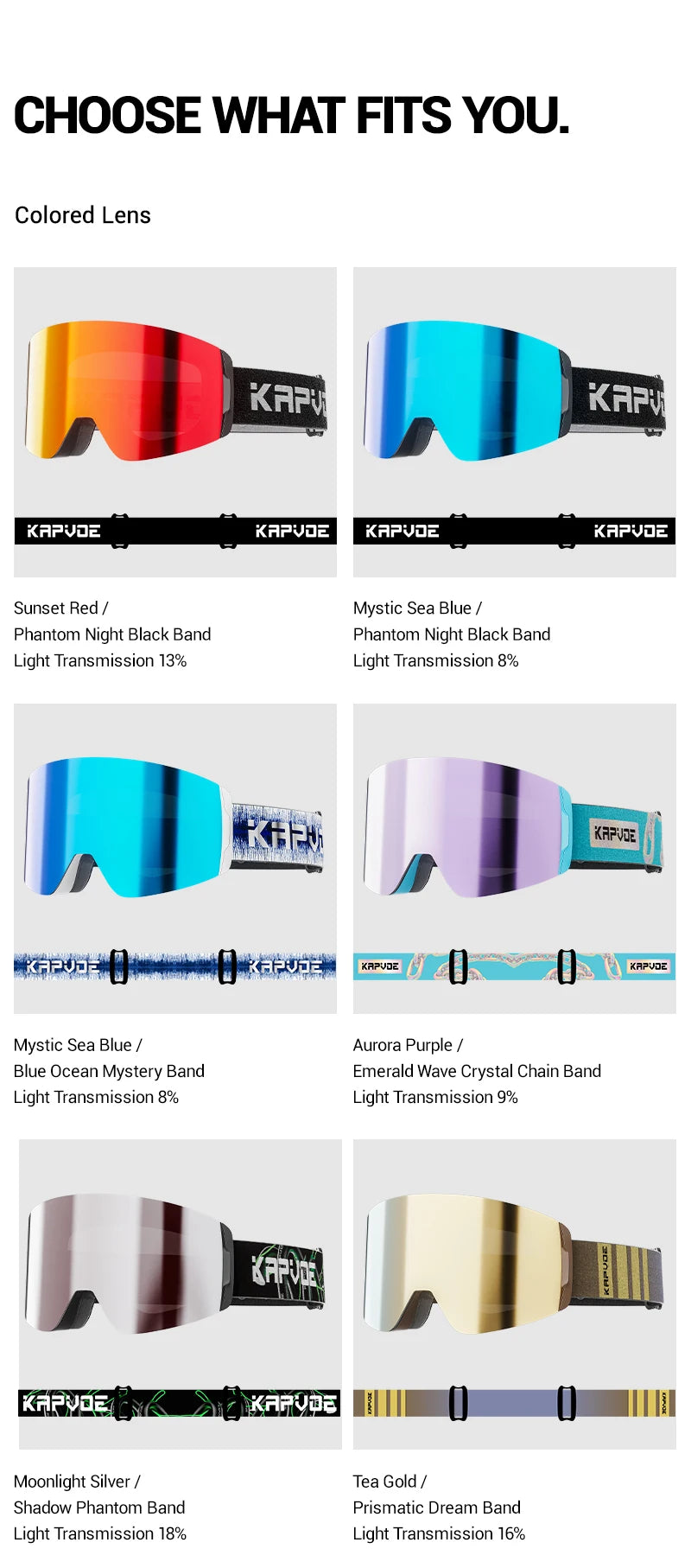 KAPVOE New Outdoor Photochromic Ski Goggles Magnetic Anti-fog Ski Glasses Winter Sports Skiing Snowboard Men Women UV400 Snow