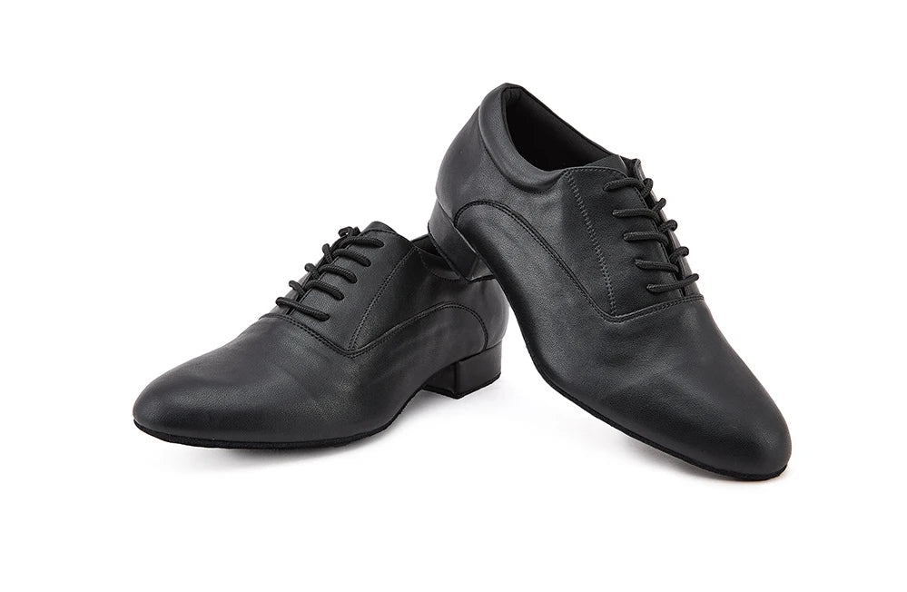 CINMIDY Male Genuine Leather Dance Shoes Black Latin Dance Shoes for Men  Modern Standard Sneaker  Party Shoes Heeled 2.5cm