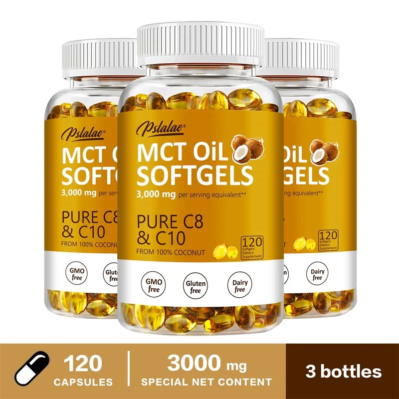 MCT Oil Softgels - Supports Energy and Mental Clarity, Fat Burning, Appetite Suppressant, Improves Digestion