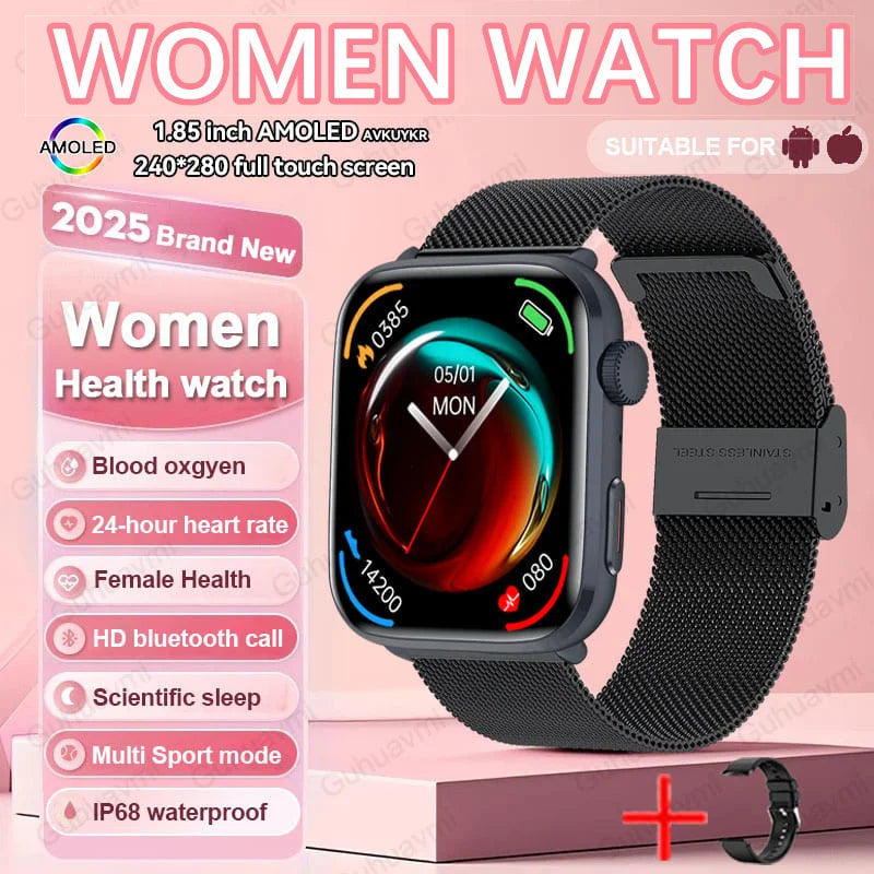 2025 New Women Men AI Smart Diagnosis Watch HRV+PPG Blood Pressure Heart Rate Health Monitor IP68 NFC Fashion Sports Smartwatchs