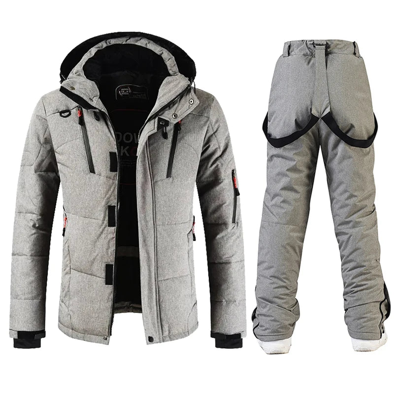 Winter Ski Suit Men Camping Mountain Ski Jacket Ski Pants Warm Windproof Down Jacket Overalls Outdoor Sports Snowboard Clothing