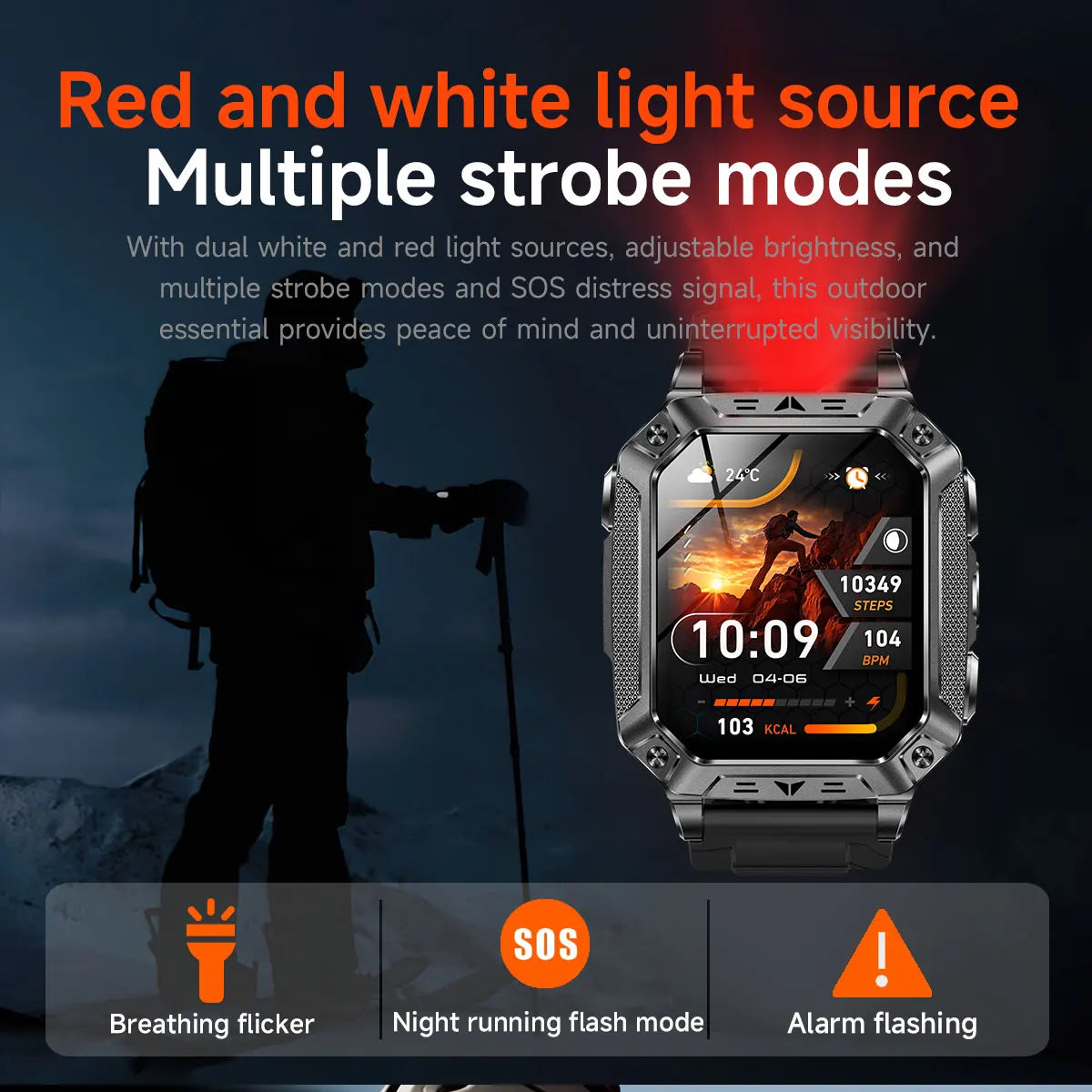2026 Outdoors Durable Men Sports Smart Watch 1400mAh Battery LED Flashlight IP69K Waterproof Bluetooth Call Military Smartwatchs