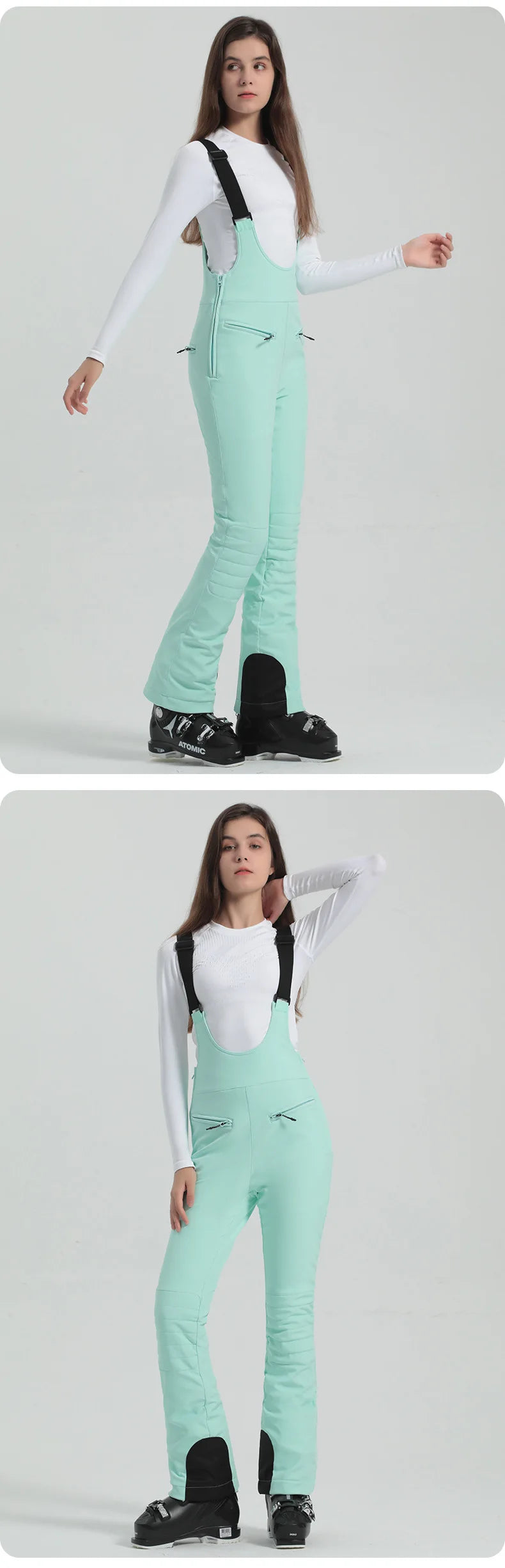 2024 Gsou Snow Winter Ski Pant Women Snowboard Strap Trouser High Waist Elastic Windproof Waterproof Thicken Thermal for Outdoor