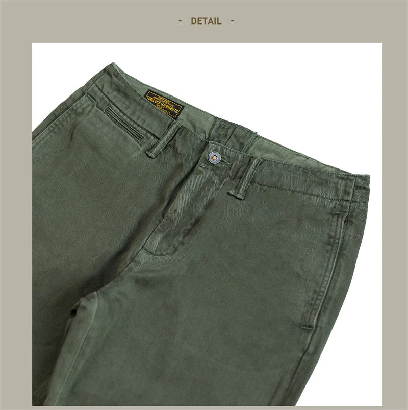 Red Tornado 11.5oz Cotton Twill Chino Garment Dyeing Vintage American Workwear Men's Pants Straight Leg