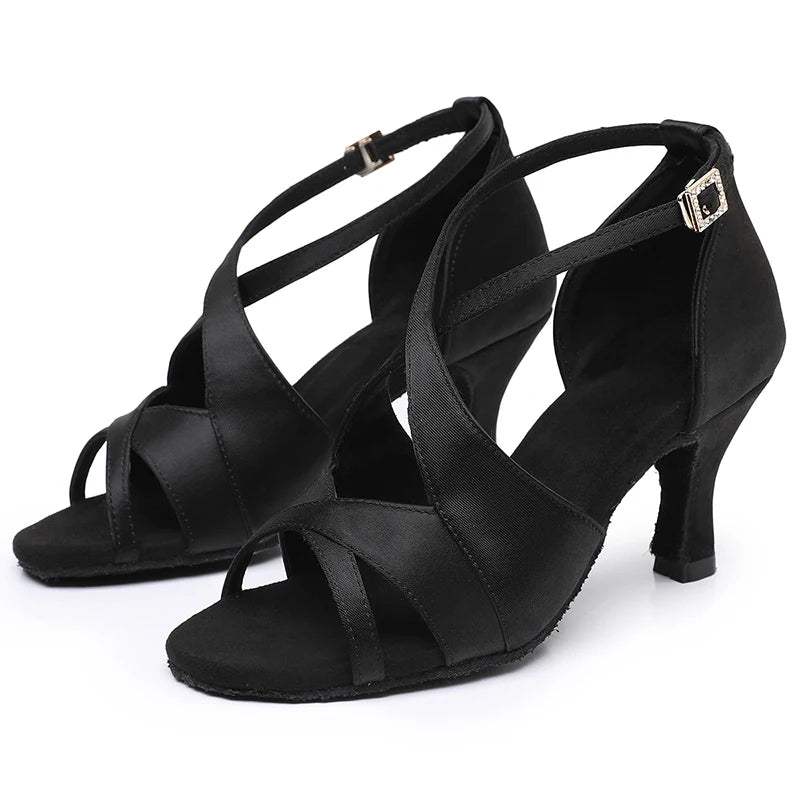 Latin Dance Shoes For Women Adults Soft Satin Breathable Sneakers Performance Shoes Cha Cha Fashion Social Dance Shoes Satin