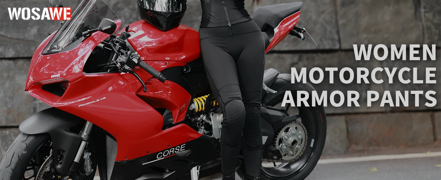 WOSAWE Women Motorcycle Jacket Lady Full Body Armor Set CE Certified Summer Riding Safety Jacket Pants Built-in Protective Pads