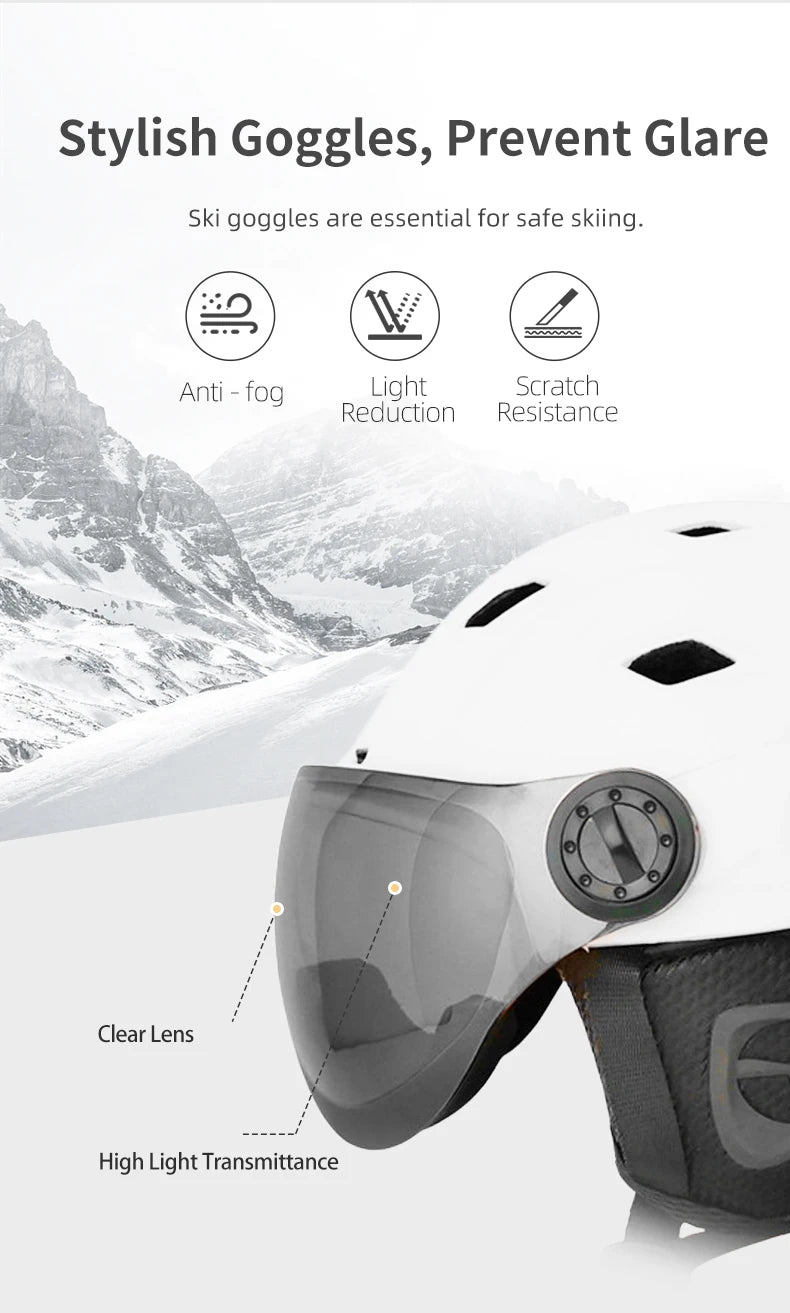 MOON-Professional Ski Helmet for Adult and Youth, Universal for Skateboard, Snowboard, Snow Equipment, Warm, Winter