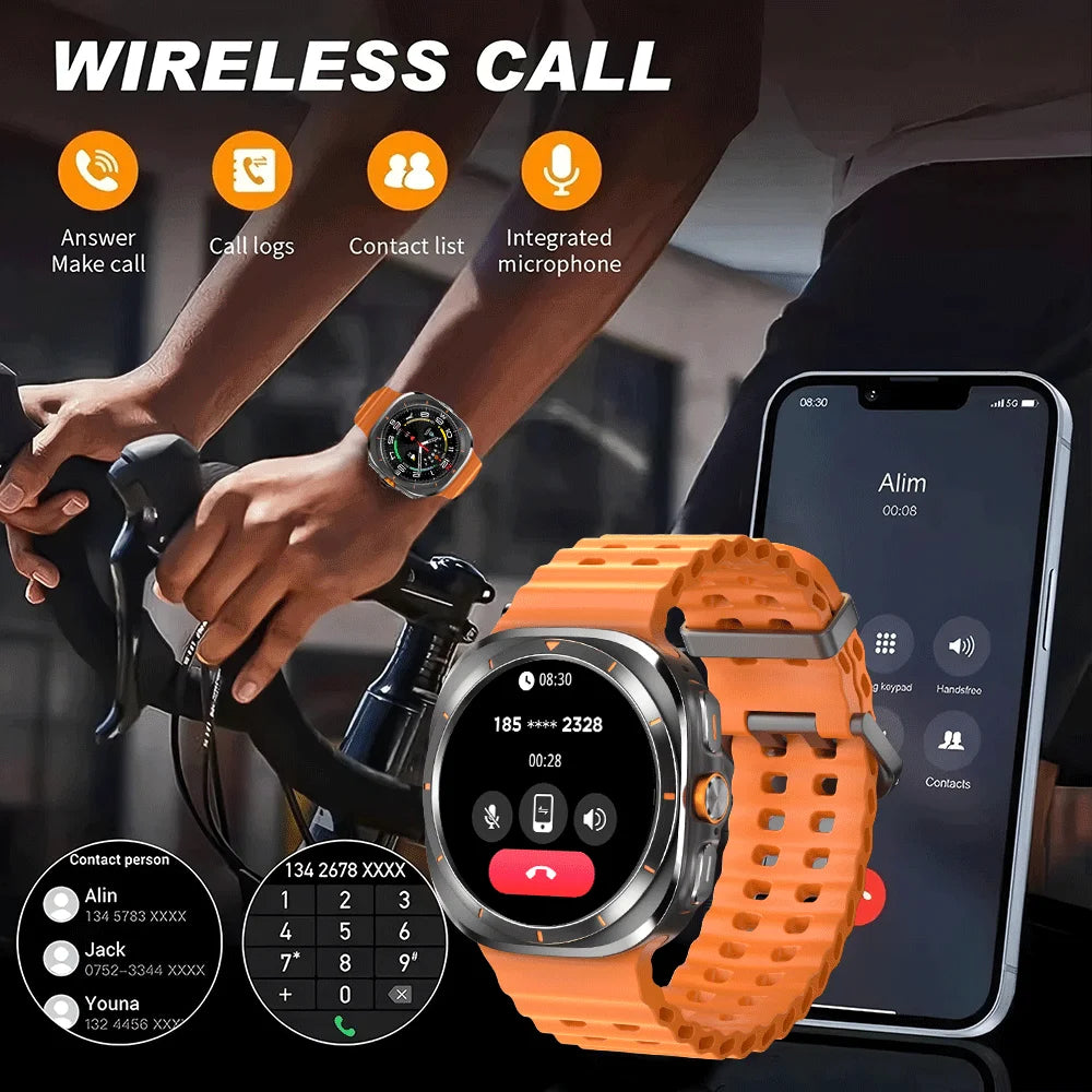 Smart Watch 8 Ultra 2025 Color Matching GPS Compass Smart Watch BT call NFC IP68 Waterproof 4GB Health monitoring Reduction 100%