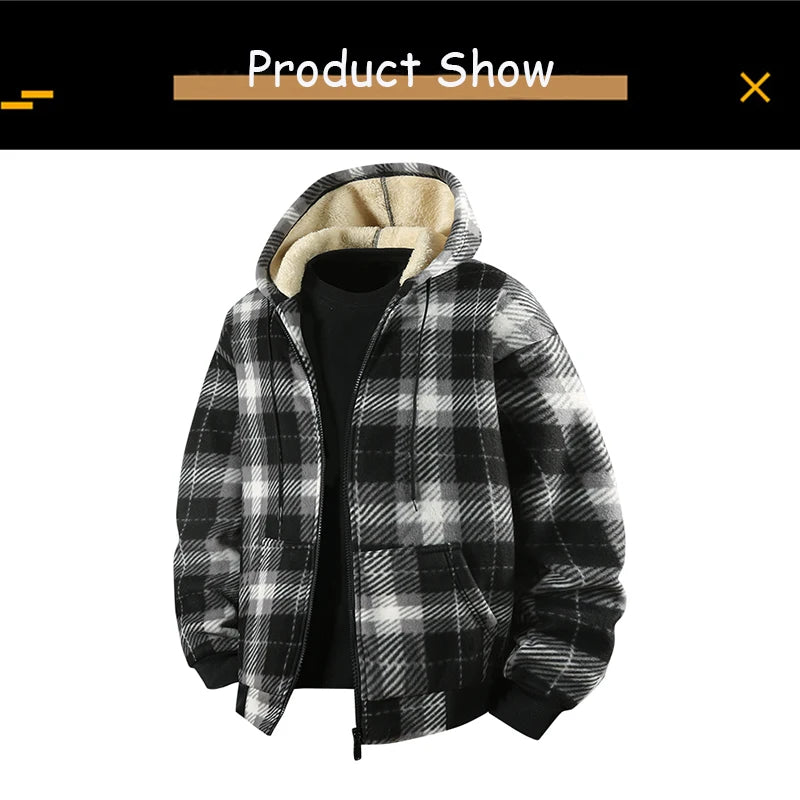 Spring Autumn Men Outdoor Leisure Windbreak Hooded Jacket Men Fleece Warm Solid Color Fashion Brand Jacket Coat Male Clothing