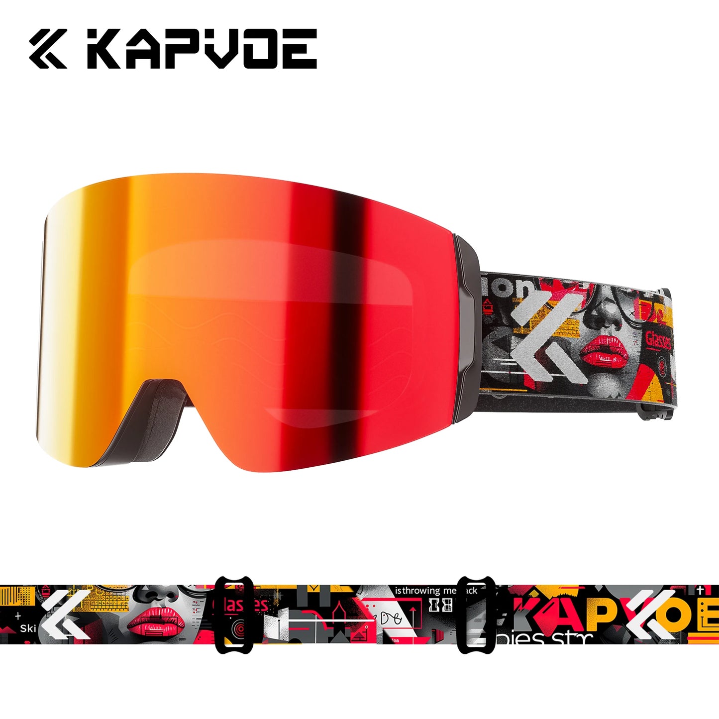 KAPVOE New Outdoor Photochromic Ski Goggles Magnetic Anti-fog Ski Glasses Winter Sports Skiing Snowboard Men Women UV400 Snow
