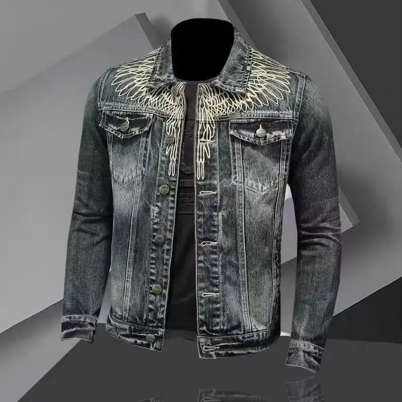 High quality Padded Denim Jackets Man Warm Button Korea Elatic Clothing  Lxury Worn Washed Cowboy Coat for Men