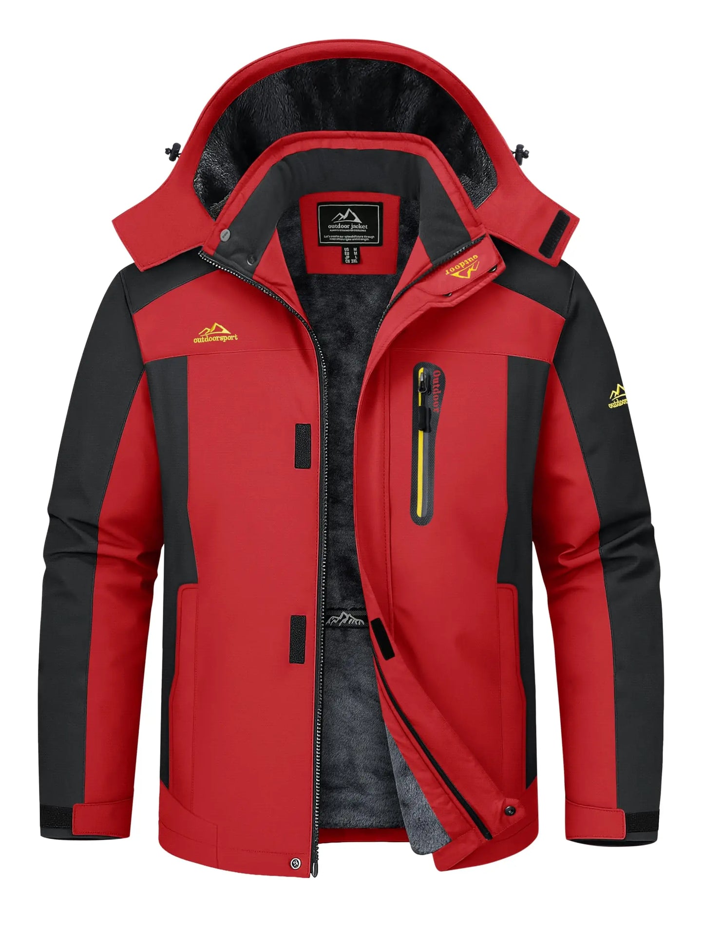 TACVASEN Winter Fleece Lining Jackets Waterproof Mens Ski Snowboard Parka Windproof Removable Hoodie Coats Casual Windbreaker