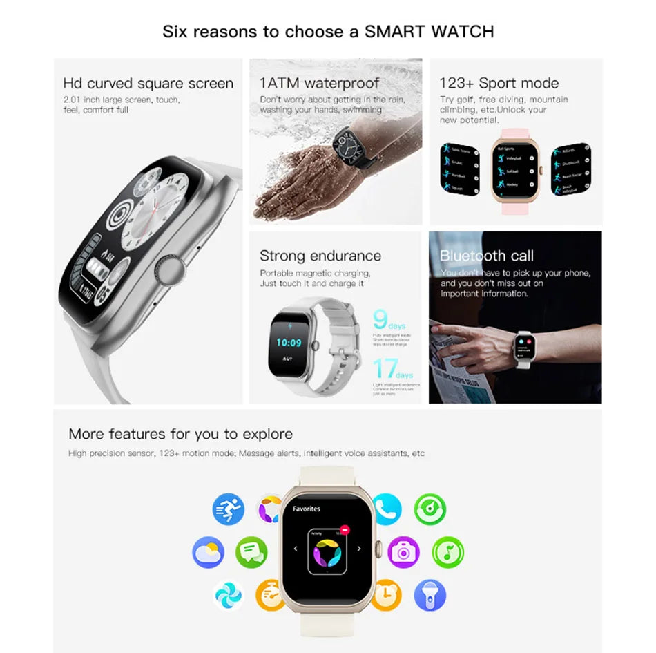 2026 New Bluetooth Call Smart Watch Women Customisable Dials Waterproof Sports Fitness Tracker Fashion Ladies' Smartwatch+Box