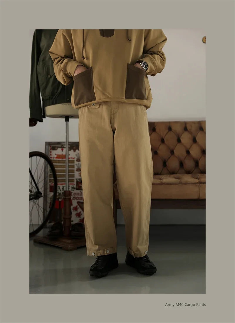 Second Order Army M40 Cargo Pants German Style Vintage Inspired Chino Trousers