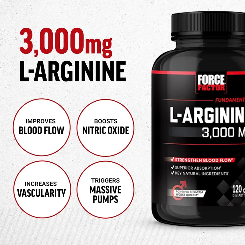 L-Arginine 3000MG - Helps Strengthen Muscles, Promote Blood Flow and Nutrient Delivery, and Improve Athletic Performance