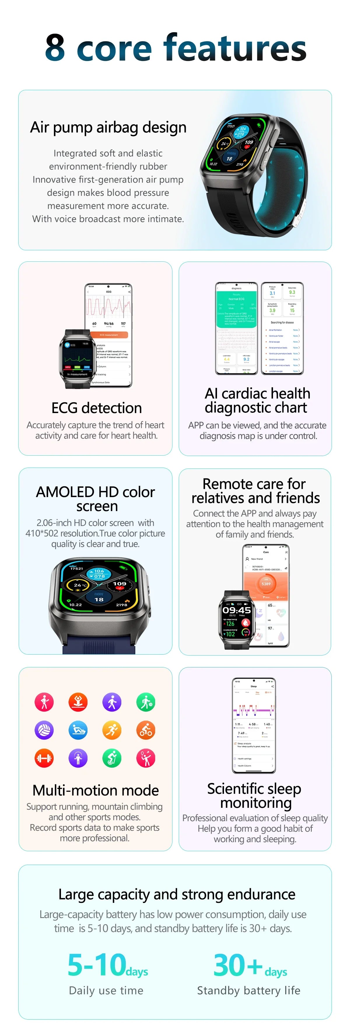 2026New Air Pump Airbag True Blood Pressure Smartwatch MultiDimensional Health Monitoring Micro Physical Examination Smart Watch