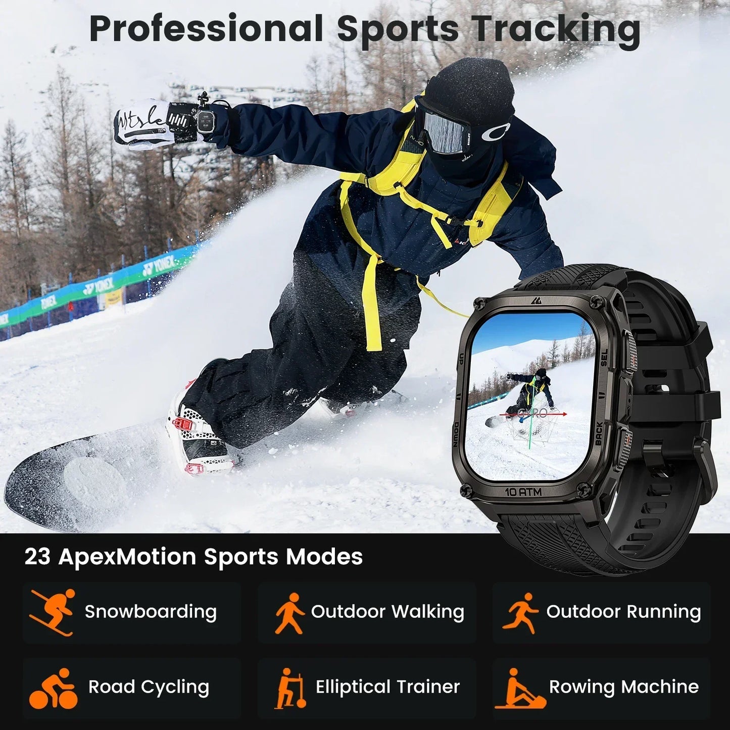 KOSPET Tank M4 Smart Watch for Men Stainless Steel 6-Sat GPS Offline Maps 100M Waterproof 24/7 Health Monitor for Android iOS