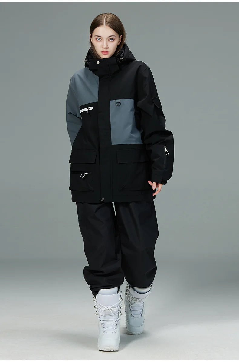 New Men Women Skiing and Snowboard Overalls Ski Suit Winter Thermal Waterproof Windproof Mountain Snowsuit Jacket and Pants Set