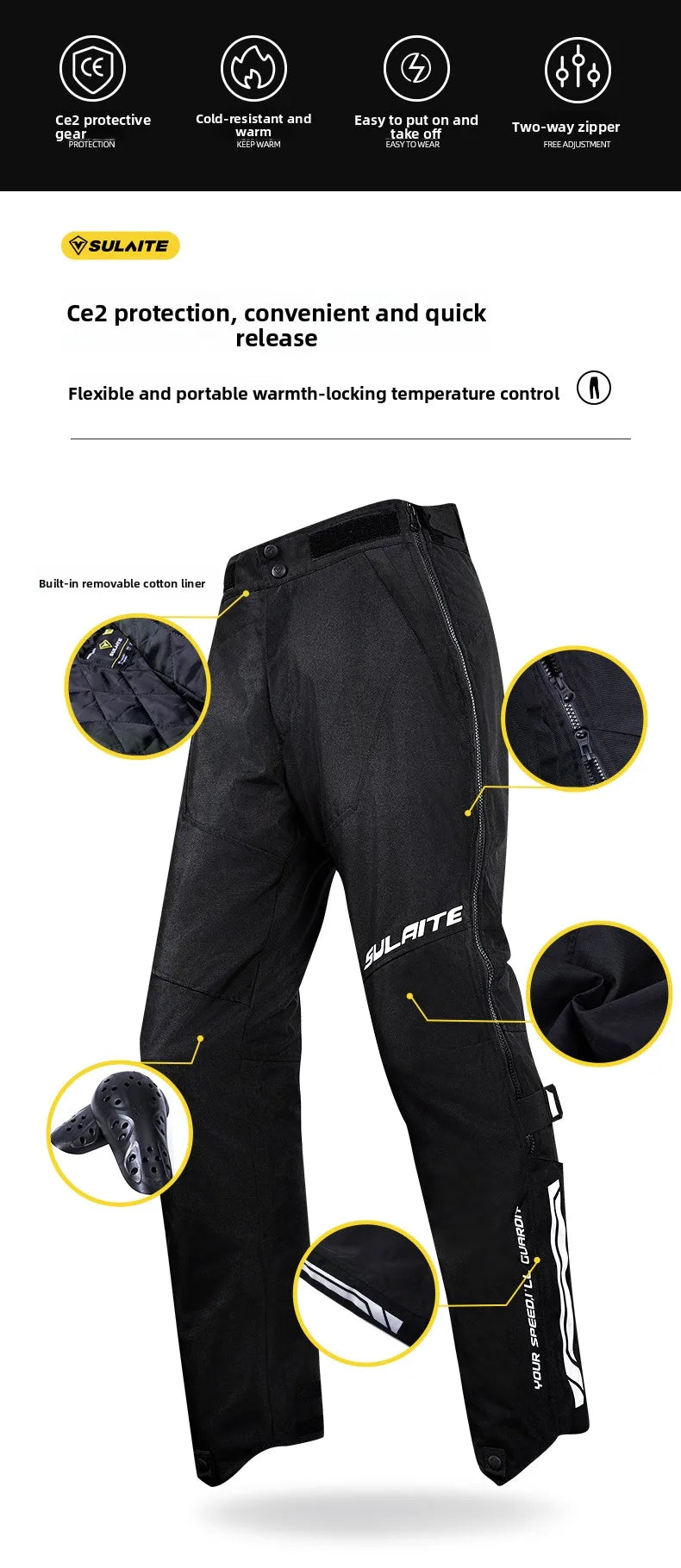 Winter Warm Motorcycle Riding Pants Quick Release Windproof Anti-Fall Wear-Resistant Motorcycle Pants for Riding