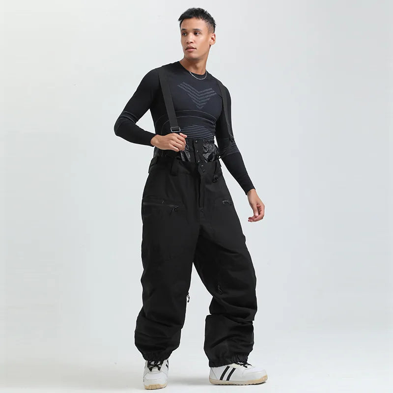 Gsou Outdoor Sport Mountain Female Ski Pants Winter Waterproof Men Women Snowboard Overalls Suspender Snowpants Warmth -40 degre