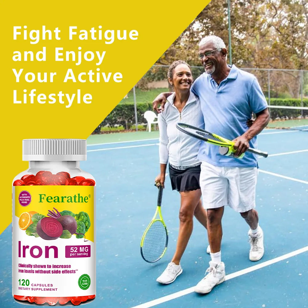 Iron and Vitamin C Supplement - Boosts Energy, Focus, and Immune Function, Supporting Red Blood Cells, Improve Immunity, Non-GMO