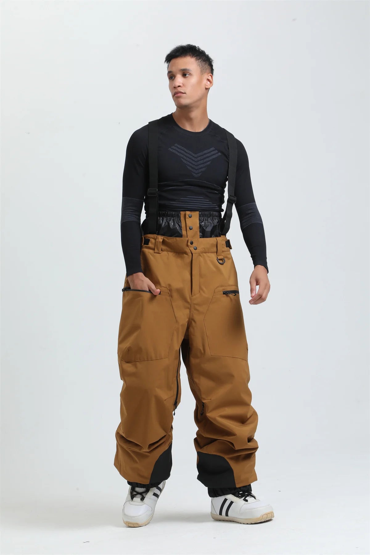 Gsou Outdoor Sport Mountain Female Ski Pants Winter Waterproof Men Women Snowboard Overalls Suspender Snowpants Warmth -40 degre