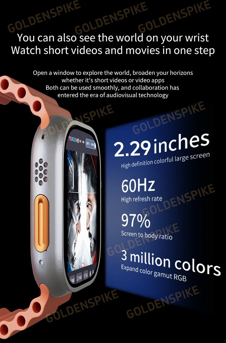 DW100 Pro Android Smartwatch Fingerprint Unlock Control Smart Watch 256GB ROM Free Download App WIFI GPS Camera 2.29inch Amoled