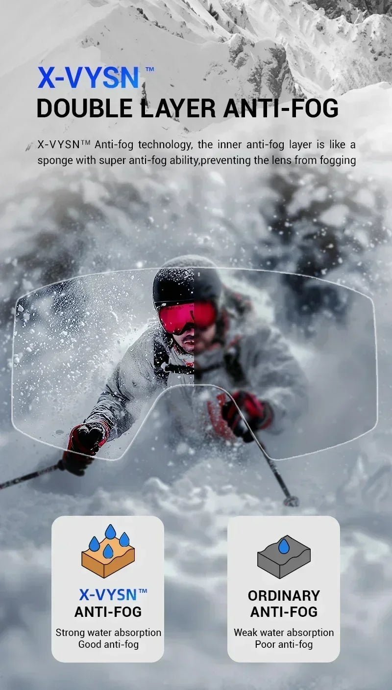 Kapvoe Winter Photochromic Ski Goggle Snow Anti-Fog Sunglasses Snowboard Mask for Men Women Eyewear UV400 Glasses Snowmobile