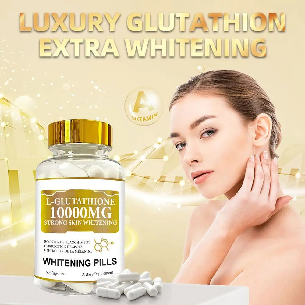 Whitening Pills 60 Capsules Glutathione 10000mg Strong Skin Whitening  Dietary Supplement