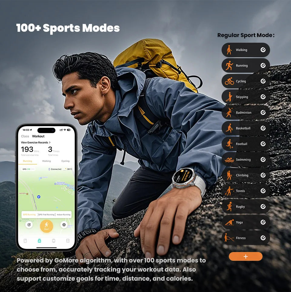 New Outdoor 1000mAh Battery Men Adult Smart Watch GPS Compass Altimeter 10ATM Waterproof Heart Rate BT Call Sport Man Smartwatch