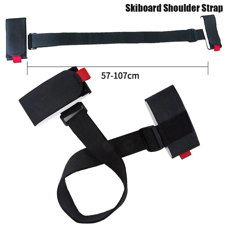 1PC Nylon Skiing Bags Adjustable Pole Shoulder Hand Carrier Lash Handle Straps Porter Hook Loop Protecting For Ski Snowboard