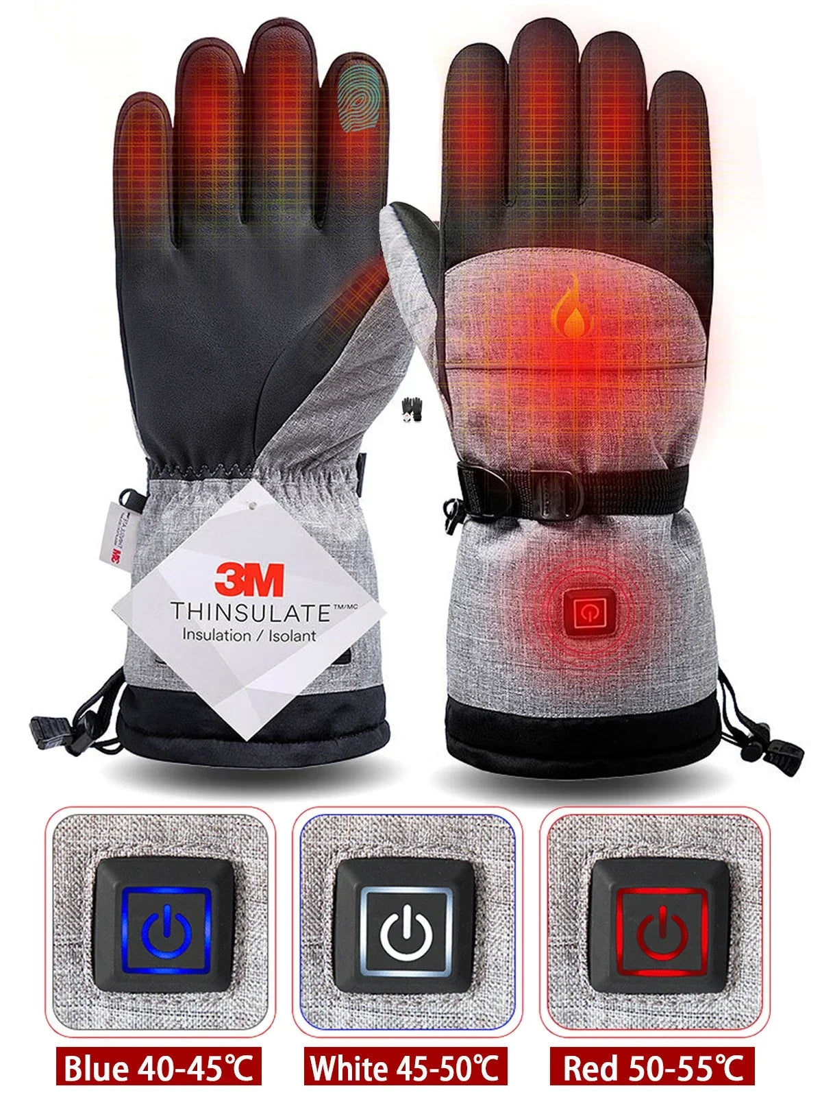 3M Cotton Heating Gloves Winter Hand Warmer Electric Thermal Gloves Waterproof Heated Cycling Motorcycle Bicycle Ski Outdoor