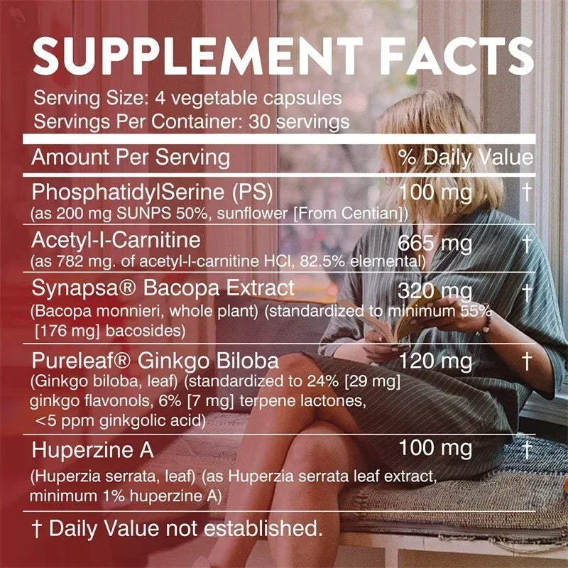 Brain & Memory Power MAX - Enhances Memory, Focus & Clarity Supports Cognitive Function Supplement