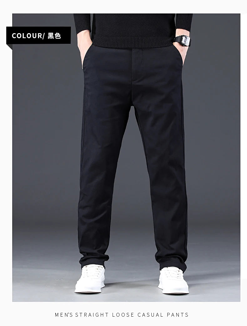 98% Cotton Men's Chinos & Casual Pants, Khaki Pants, Loose Straight , Streetwear Men ,Twill Pants,  Tall Men STRAIGHT Trousers
