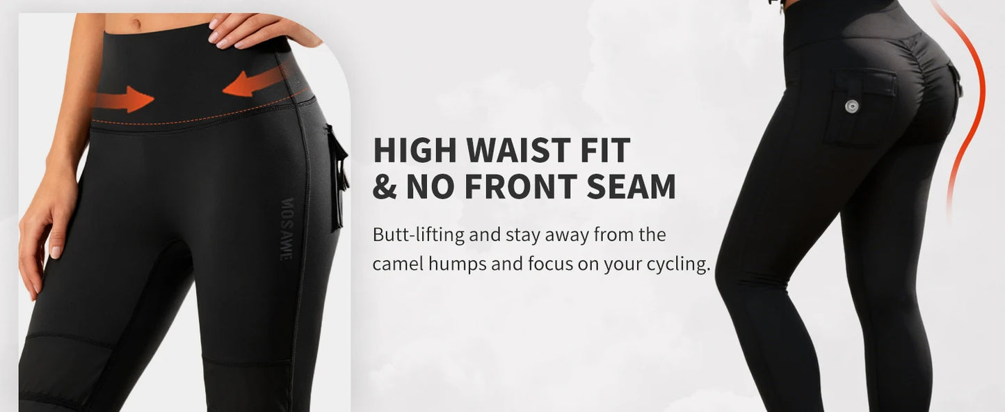 WOSAWE Women Motorcycle Pants with CE Knee Pads Motocross High Waist Yoga Sport Leggings Gym Fitness Tights Casual Streetwear