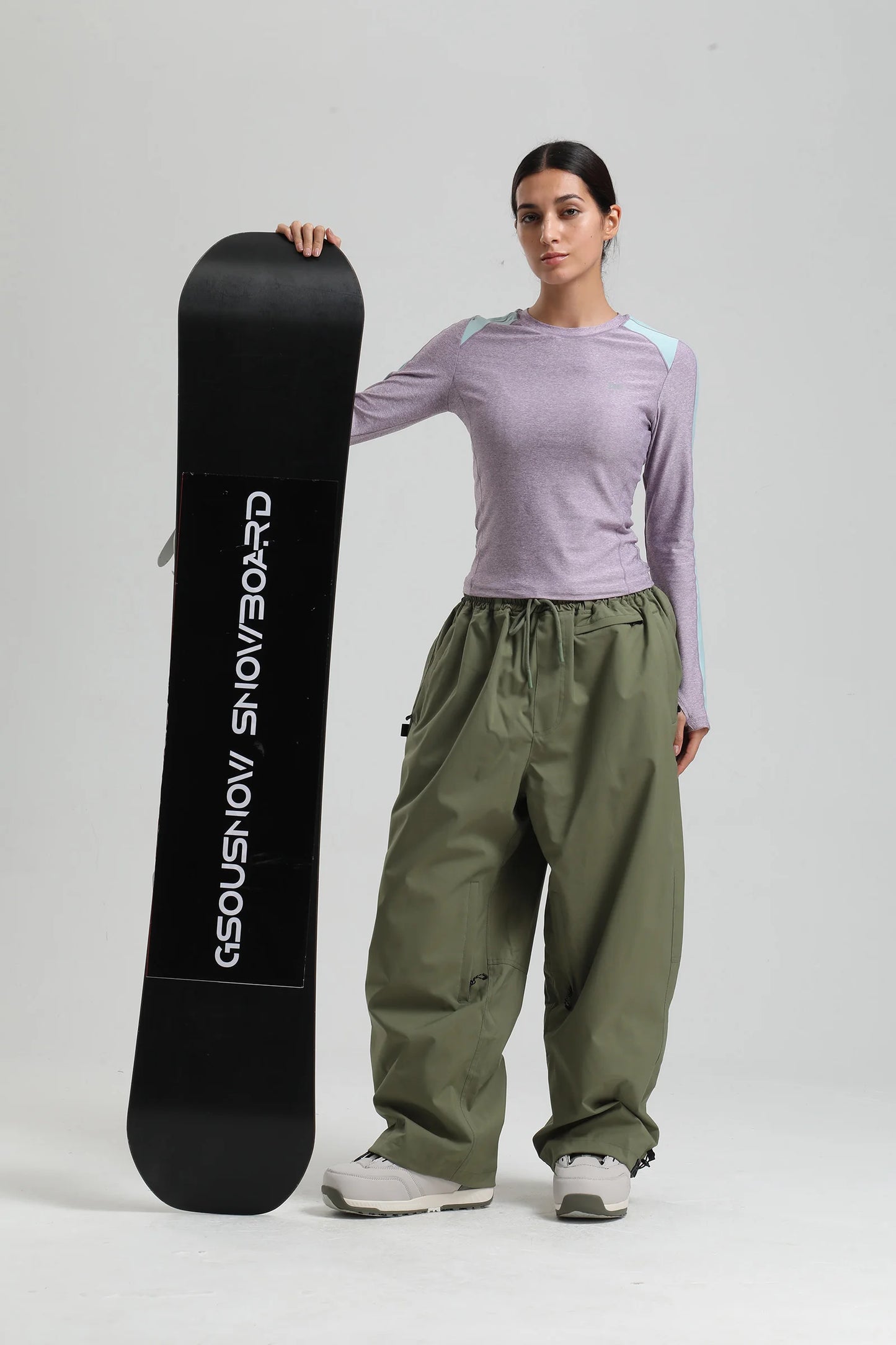 Gsou Snow 2025 Unisex Loose Fit Cargo Ski Pants - Waterproof Windproof Snowboard Trousers for Men & Women Winter Snow Gear