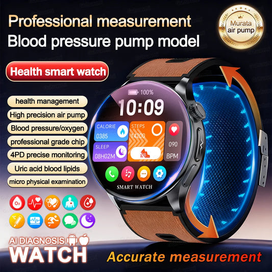 Smartwatch  AMOLED Screen Call ECG Sport Watchs Air pump Measurement BP Micro physical examination AI dial Smart Watch Men Women